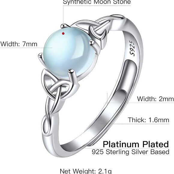 925 Sterling Silver Good Luck Celtic Twisted Knot/Claddagh Heart Birthstone Ring - Picture 6 of 6
